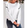 CUPSHE Women Oversized Sweater Drop Shoulder Contrast Long Sleeve Knit Top Casual Lightweight Pullover Fall Sweaters(B-white)