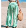 CUPSHE Women Pants Smocked Waist Pants Tapered Leg Pant Loose Fit Long Trousers Casual Beach(Green)