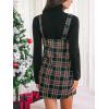 CUPSHE Women Plaid Fall Dresses Christmas Front Pocket Square Neck Wide Strap Button Back Overall Mini Dress(Red)