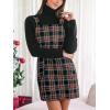 CUPSHE Women Plaid Fall Dresses Christmas Front Pocket Square Neck Wide Strap Button Back Overall Mini Dress(Red)