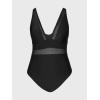 CUPSHE Women Plus Size One Piece Swimsuit V Neck Mesh Sheer Tummy Control Bathing Suit with Adjustable Wide Straps(Black)