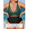 CUPSHE Women Plus Size One Piece Swimsuit V Neck Mesh Sheer Tummy Control Bathing Suit with Adjustable Wide Straps(Black/Green)
