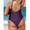 CUPSHE Women Plus Size One Piece Swimsuit V Neck Mesh Sheer Tummy Control Bathing Suit with Adjustable Wide Straps(Blackberry Wine)
