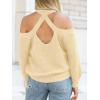 CUPSHE Women Pullover Sweater Open Shoulder Choker Sexy Back Long Sleeves Loose Chunky Knit Tops(Sand)