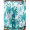 CUPSHE Women Smocked Wasit Swimsuit Cover Up Shorts Wide Leg Beach Shorts for Swimwear(Green Patterned)