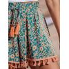 CUPSHE Women Smocked Wasit Swimsuit Cover Up Shorts Wide Leg Beach Shorts for Swimwear(Tropical Patterned)