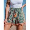 CUPSHE Women Smocked Wasit Swimsuit Cover Up Shorts Wide Leg Beach Shorts for Swimwear(Tropical Patterned)
