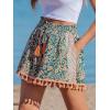 CUPSHE Women Smocked Wasit Swimsuit Cover Up Shorts Wide Leg Beach Shorts for Swimwear(Tropical Patterned)