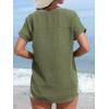 CUPSHE Women Summe Tops V Neck Blouses Short Sleeves Lace Shirt Button Front Tee Work Vacation Outfits(Green)