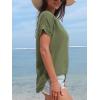 CUPSHE Women Summe Tops V Neck Blouses Short Sleeves Lace Shirt Button Front Tee Work Vacation Outfits(Green)