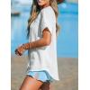 CUPSHE Women Summe Tops V Neck Blouses Short Sleeves Lace Shirt Button Front Tee Work Vacation Outfits(White)