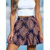 CUPSHE Women Summer Ethnic Print Drawstring Skirt Ruffled Hem A-line Mini Skirts Cute(Navy)