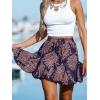 CUPSHE Women Summer Ethnic Print Drawstring Skirt Ruffled Hem A-line Mini Skirts Cute(Navy)
