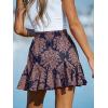 CUPSHE Women Summer Ethnic Print Drawstring Skirt Ruffled Hem A-line Mini Skirts Cute(Navy)