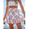 CUPSHE Women Summer Ethnic Print Drawstring Skirt Ruffled Hem A-line Mini Skirts Cute(White)