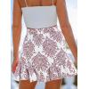 CUPSHE Women Summer Ethnic Print Drawstring Skirt Ruffled Hem A-line Mini Skirts Cute(White)