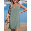 CUPSHE Women Swim Coverup Sleeveless V Neck Eyelet Summer Beach Swimsuit Cover Up Dress for Swimwear(Green)