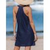 CUPSHE Women Swim Coverup Sleeveless V Neck Eyelet Summer Beach Swimsuit Cover Up Dress for Swimwear(Navy)