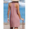 CUPSHE Women Swim Coverup Sleeveless V Neck Eyelet Summer Beach Swimsuit Cover Up Dress for Swimwear(Pink)