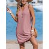 CUPSHE Women Swim Coverup Sleeveless V Neck Eyelet Summer Beach Swimsuit Cover Up Dress for Swimwear(Pink)