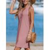 CUPSHE Women Swim Coverup Sleeveless V Neck Eyelet Summer Beach Swimsuit Cover Up Dress for Swimwear(Pink)