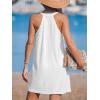 CUPSHE Women Swim Coverup Sleeveless V Neck Eyelet Summer Beach Swimsuit Cover Up Dress for Swimwear(White)