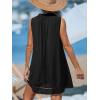 CUPSHE Women Swimsuit Cover Up Babydoll Sleevess Summer Mini Beach Dress Vacation Bathing Suit Coverups(Black)