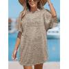 CUPSHE Women Swimsuit Cover Up Cutout Short Dolman Sleeve Beach Swimwear for Vacation 2025(Light Khaki)