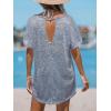 CUPSHE Women Swimsuit Cover Up Cutout Short Dolman Sleeve Beach Swimwear for Vacation 2025(Royal Blue)