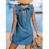 CUPSHE Women Swimsuit Cover Up Ruffle Sleeve Beach Dress V Neck Bathing Suit Coverups for Beach Swimwear(Blue)