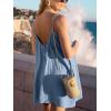 CUPSHE Women Swimsuit Cover Up Sleeveless 100% Cotton Beach Swimwear Coverup Summer Dress with Side Pockets(Blue)