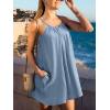 CUPSHE Women Swimsuit Cover Up Sleeveless 100% Cotton Beach Swimwear Coverup Summer Dress with Side Pockets(Blue)