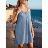 CUPSHE Women Swimsuit Cover Up Sleeveless 100% Cotton Beach Swimwear Coverup Summer Dress with Side Pockets(Blue)