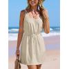 CUPSHE Women Swimsuit Cover Up Sleevess Spaghetti Straps Summer Mini Beach Dress Tie Waist Bathing Suit Coverups for Swimwear(Apricot)