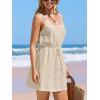 CUPSHE Women Swimsuit Cover Up Sleevess Spaghetti Straps Summer Mini Beach Dress Tie Waist Bathing Suit Coverups for Swimwear(Apricot)