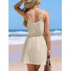 CUPSHE Women Swimsuit Cover Up Sleevess Spaghetti Straps Summer Mini Beach Dress Tie Waist Bathing Suit Coverups for Swimwear(Apricot)