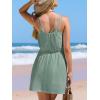 CUPSHE Women Swimsuit Cover Up Sleevess Spaghetti Straps Summer Mini Beach Dress Tie Waist Bathing Suit Coverups for Swimwear(Green)