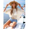 CUPSHE Women Swimsuit Cover Ups Crochet Hollow Out Half Sleeve Beach Coverup Tops(Cream)