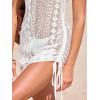 CUPSHE Women Swimsuit Cover Ups Lace Sleeveless Drawstring Bathing Suit Beach Coverup Dress(White)