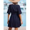 CUPSHE Women Swimsuit Cover Ups Plunge Neckline Elastic Short Sleeve Beach Coverup Dresses