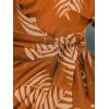 CUPSHE Women Swimsuit Cover Ups Short Sleeve Wrap Tie Front V Neck Vacation Beach Coverup Mini Dress(Brown Leaf)