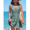 CUPSHE Women Swimsuit Cover Ups Sleeveless Button Front Semi Sheer Beach Coverup Dress(Eucalyptus Green)