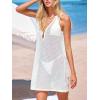 CUPSHE Women Swimsuit Cover Ups Sleeveless Deep V Mini Beach Coverup Dress(White)