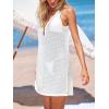CUPSHE Women Swimsuit Cover Ups Sleeveless Deep V Mini Beach Coverup Dress(White)