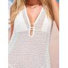 CUPSHE Women Swimsuit Cover Ups Sleeveless Deep V Mini Beach Coverup Dress(White)