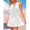 CUPSHE Women Swimsuit Cover Ups Sleeveless Deep V Mini Beach Coverup Dress(White)