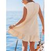 CUPSHE Women Swimsuit Coverup 100% Cotton Ruffle Hem Beach Cover Up Dresses(B-beige)