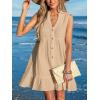 CUPSHE Women Swimsuit Coverup 100% Cotton Ruffle Hem Beach Cover Up Dresses(Beige)