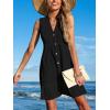 CUPSHE Women Swimsuit Coverup 100% Cotton Ruffle Hem Beach Cover Up Dresses(Black)