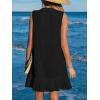 CUPSHE Women Swimsuit Coverup 100% Cotton Ruffle Hem Beach Cover Up Dresses(Black)